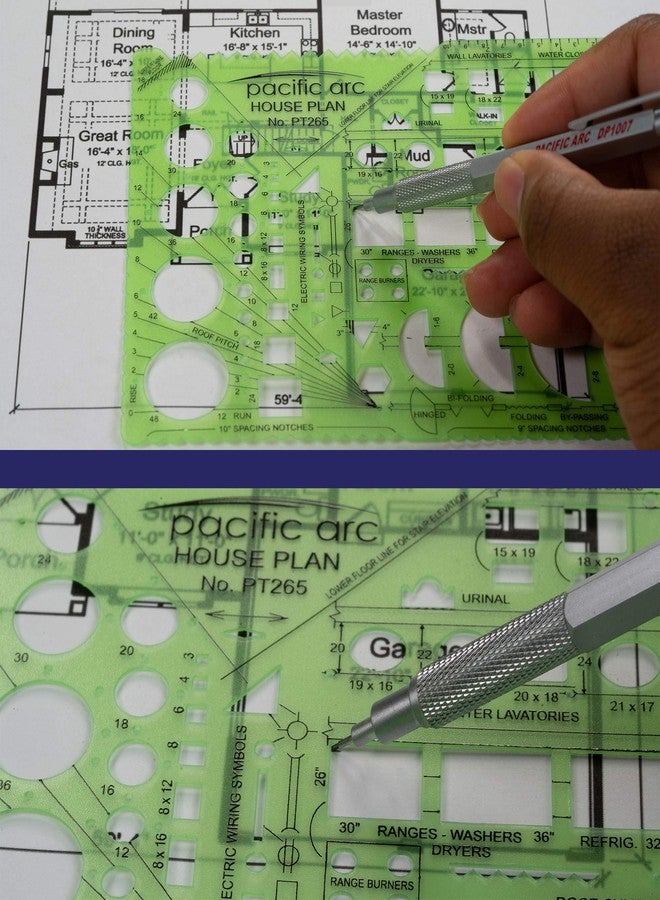 Pacific Arc دليل قوالب مخططات منازل باسيفيك آرك، مع السلالم والأبواب والسباكة وأجهزة المطبخ ومقياس ميل السقف، بمقياس 1/4 بوصة لكل قدم - Image 5