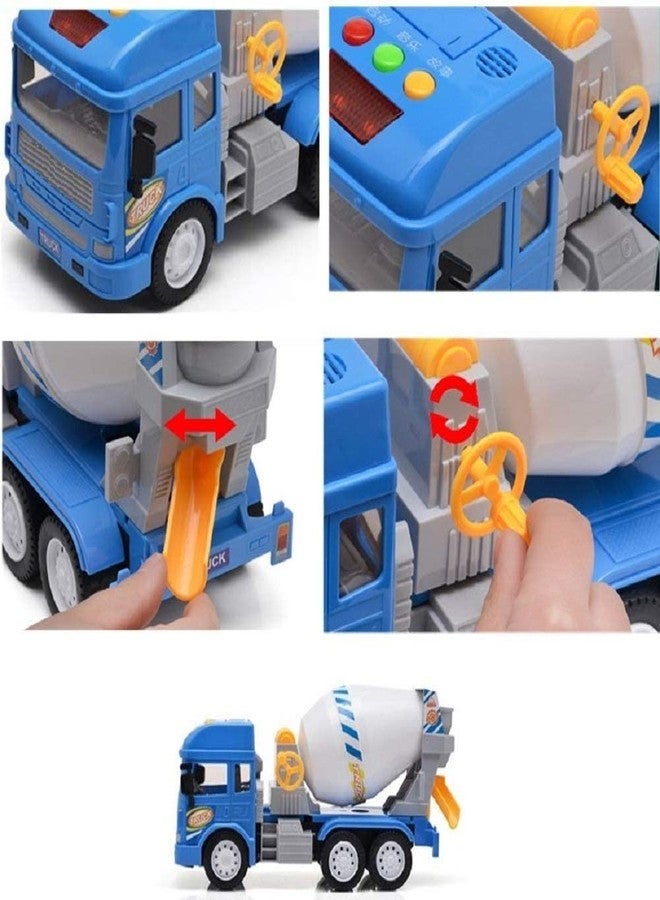 ISTOSY Friction Powered Cement Mixer Truck Toy 3+ Years Old Kids Boys Girls Building Construction Truck Toys with Movable Mixer Drum Light Music Pull Back Vehicles (Multicolor) - Image 2