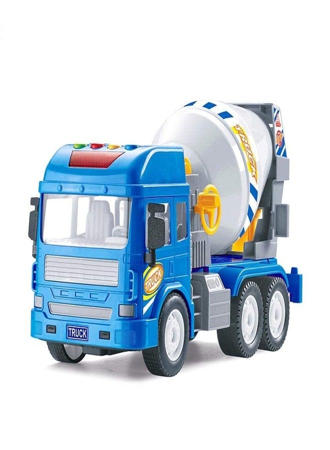 ISTOSY Friction Powered Cement Mixer Truck Toy 3+ Years Old Kids Boys Girls Building Construction Truck Toys with Movable Mixer Drum Light Music Pull Back Vehicles (Multicolor) - Image 1