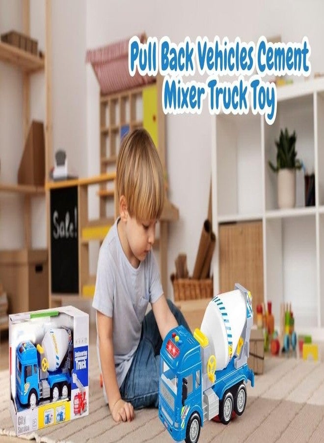ISTOSY Friction Powered Cement Mixer Truck Toy 3+ Years Old Kids Boys Girls Building Construction Truck Toys with Movable Mixer Drum Light Music Pull Back Vehicles (Multicolor) - Image 4