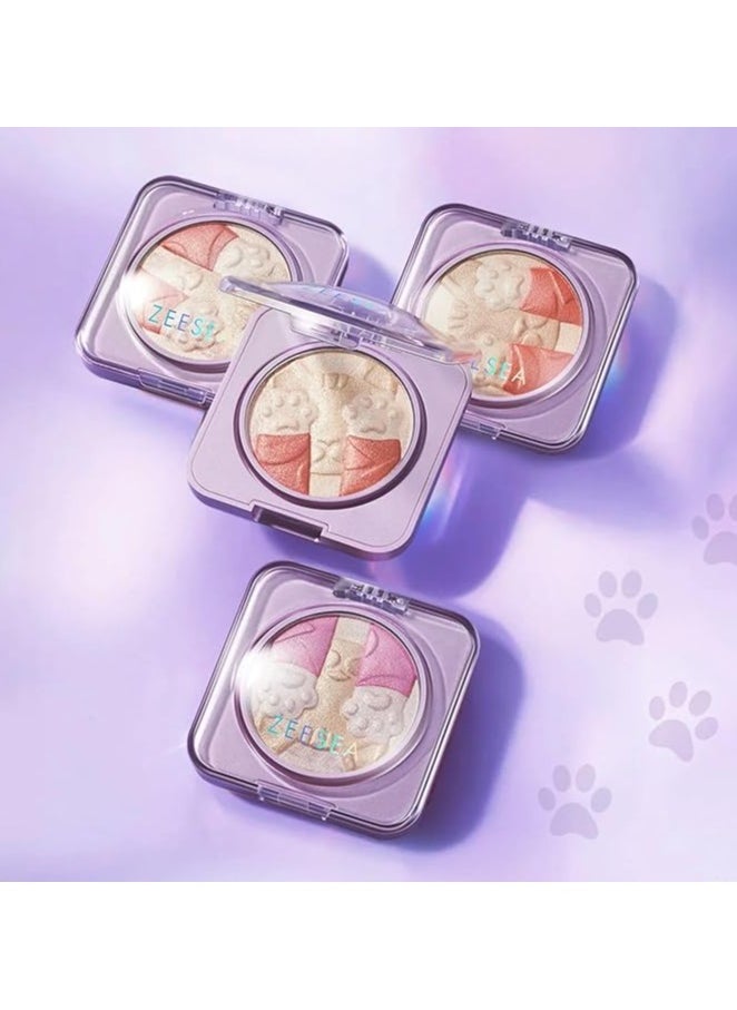 ZEESEA Cosmic Cat Highlighting Blush – A Radiant Fusion of Blush and Highlighter for a Stunning, Celestial Glow | Illuminate Your Look With This Blush | (03 Violet Crystal, M)