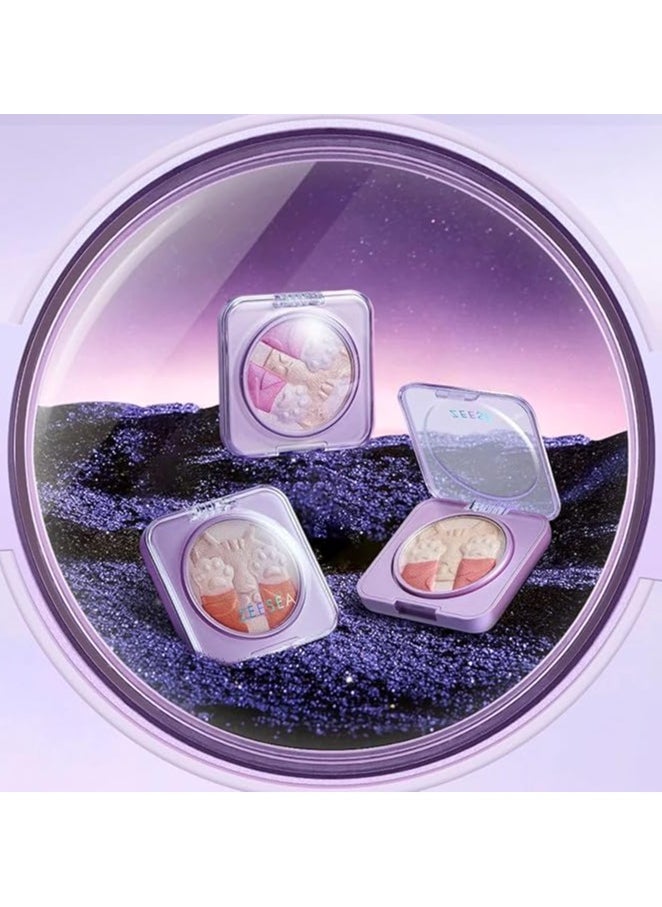 ZEESEA Cosmic Cat Highlighting Blush – A Radiant Fusion of Blush and Highlighter for a Stunning, Celestial Glow | Illuminate Your Look With This Blush | (03 Violet Crystal, M)