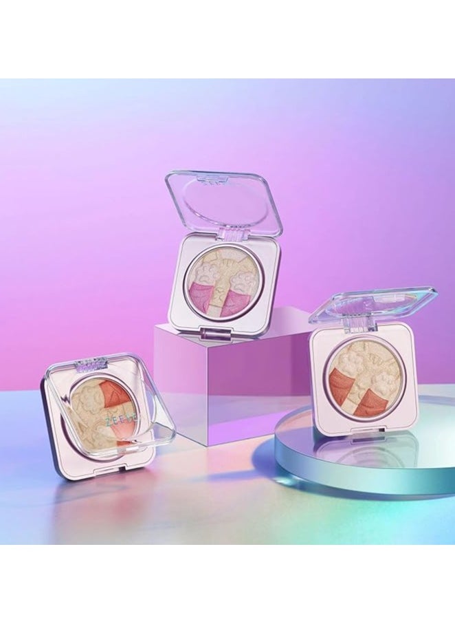 ZEESEA Cosmic Cat Highlighting Blush – A Radiant Fusion of Blush and Highlighter for a Stunning, Celestial Glow | Illuminate Your Look With This Blush | (03 Violet Crystal, M)
