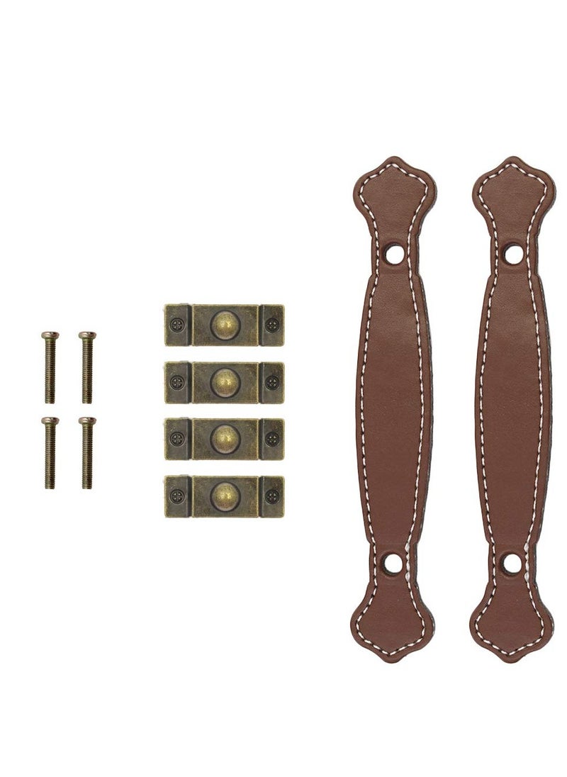 KASTWAVE 6 Piece Surface Leather Furniture Handle, 6.3" (16 cm) Vintage Style Strong Leather Handle Pull for Drawer Cabinet PU Luggage (Brown)  - Image 5
