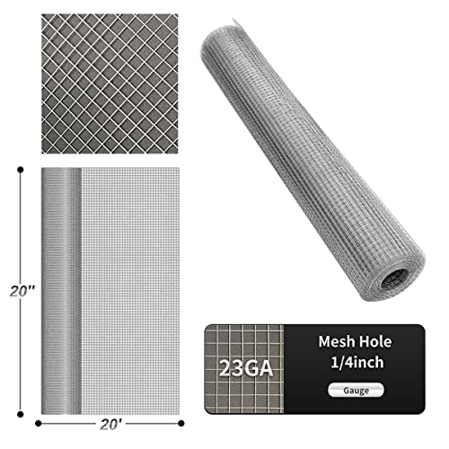 WURJHSONG Hardware Cloth 20'' x 20' 1/4 in Galvanized Wire Mesh Roll (23 GA) Chicken Wire Fence Roll for Chicken Pen/coop Fences, Screen mesh, Rabbit/Snake Fences, Poultry enclosures, Handicraft Making, etc. - Image 2