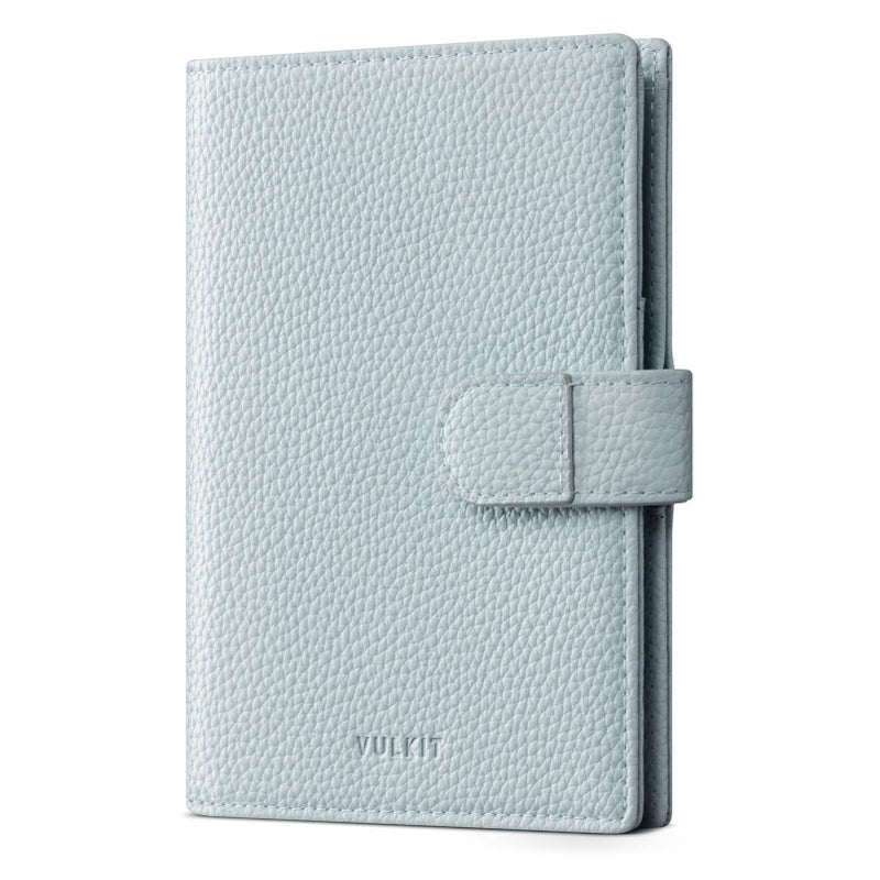 VULKIT Leather Passport Travel Wallet for 2 Passports Pocket Slim Double Passport Holder RFID Blocking with ID Window for Women or Men - Image 1