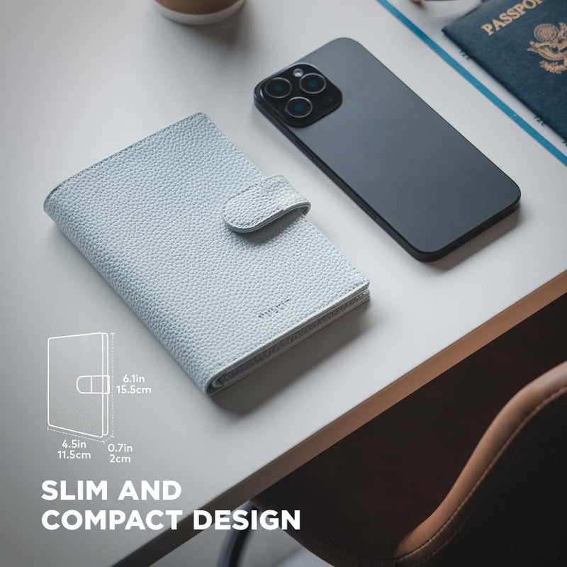 VULKIT Leather Passport Travel Wallet for 2 Passports Pocket Slim Double Passport Holder RFID Blocking with ID Window for Women or Men - Image 4