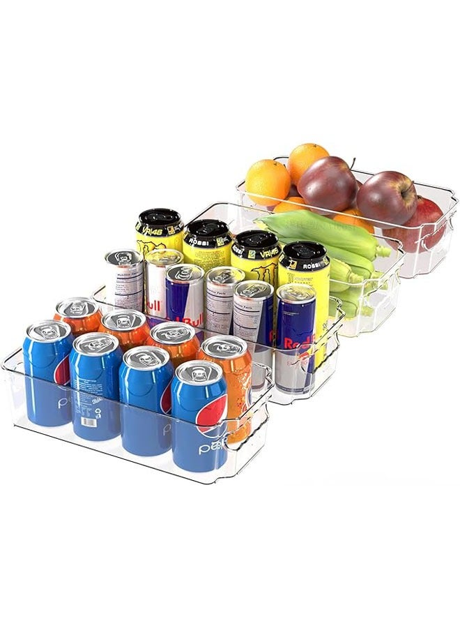 Hihonor Refrigerator Organizer Bins - 4 Pcs Stackable Clear Plastic Bins For Fridge, Freezer, Kitchen Cabinet, Pantry Organization and Storage, BPA Free Fridge Organizer, 14.8 Inches Long Large Capacity  - Image 1