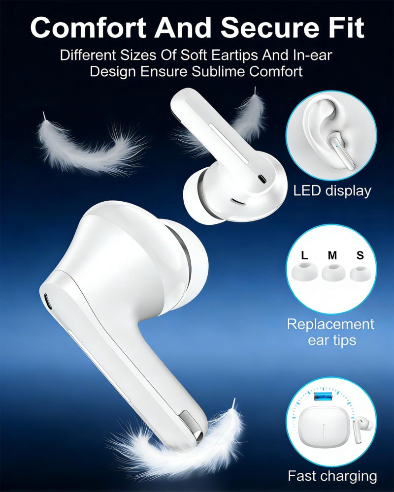 AILKIN Wireless Earbuds Bluetooth 5.4 Earphones with Noise Canceling Ear Buds for Apple iPhone 17 Pro Max/Air Pods/16e/16 Pro/15/14/13/12 in-Ear Headphones with Microphone Android Phones Samsung Galaxy Bud - Image 5