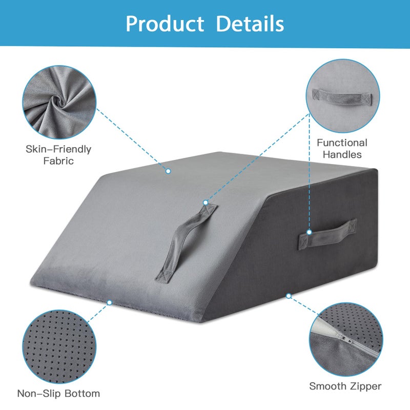 MEGCXIT Leg Pillow Elevation Blood Circulation, Leg Wedge for Elevation for Swelling, Leg Elevating Pillow for After Surgery Memory Foam Foot Knee Pillow for Back Sleeping 23.6Ã—16.8Ã—8 Inch Short Plush - Image 3