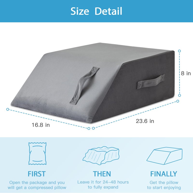 MEGCXIT Leg Pillow Elevation Blood Circulation, Leg Wedge for Elevation for Swelling, Leg Elevating Pillow for After Surgery Memory Foam Foot Knee Pillow for Back Sleeping 23.6Ã—16.8Ã—8 Inch Short Plush - Image 2