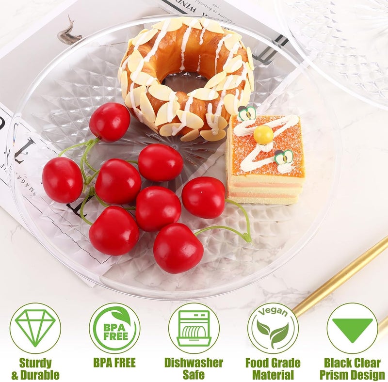 KASTWAVE 8 PCS Crystal Prism Plastic Plates Clear Plate, 25CM Reusable Plastic Dinner Plates, Dessert Plates Set, Clear Hard Acrylic Plastic Plate for Picnic, Parties, Camping BBQ Party Dinnerware Plates - Image 3