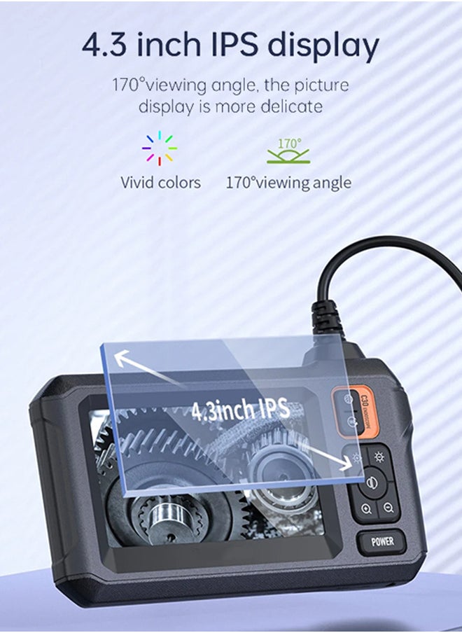 Generic Industrial endoscope, IP67 waterproof, with 8 LED lights, 4.3IPS screen, HD1080P, 2000MAH, for pipeline, sewer, vehicle inspection  - Image 2