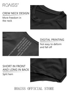 roaiss 2 Pack Men's Letter Printing Quick-dry Fitness Exercise Leisure Long Sleeve T-shirt Gym Running Training Stretch Tights  - Image 5