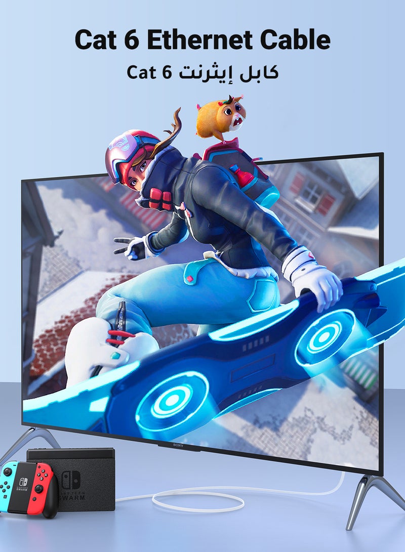 يو جرين كابل إيثرنت Cat6 10M جيجابت كابل شبكة مسطح 1000Mbps كابل إنترنت محمي عالي السرعة RJ45 كابل إيثرنت كابل التصحيح متوافق مع أجهزة الكمبيوتر المحمول، الكمبيوتر الشخصي، PS5 PS4، التلفزيون، المودم، جهاز التوجيه، المحور، التبديل - Image 2