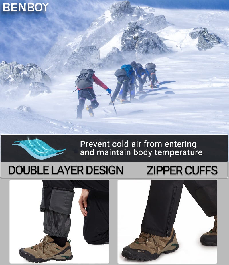 BenBoy Women's Snow Bibs Ski Waterproof Windproof Insulated Overalls Ripstop Snowboard Pants Winter,HXK7557W-Black-2XL - Image 3