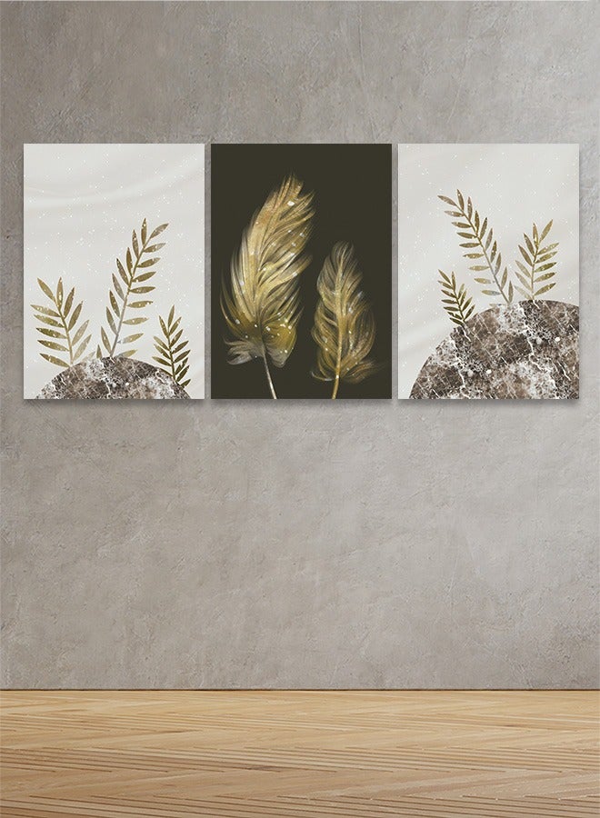 Marktna Set Of 3 Framed Canvas Wall Arts Stretched Over Wooden Frame with a Nature Design - Image 1