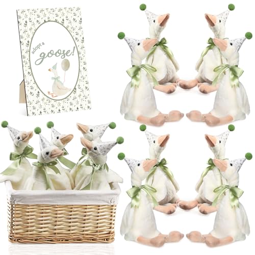 Blueweenly 8 Sets One Silly Goose Birthday Decoration 157 Inch Soft Silly Goose Stuffed Animal Hat with Wood Table Decor for Birthday Party Decoration - Image 1