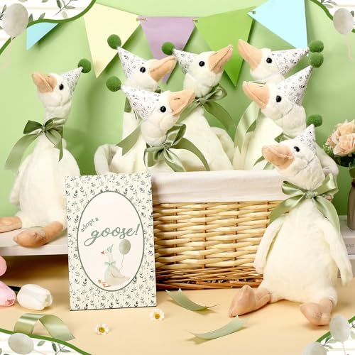 Blueweenly 8 Sets One Silly Goose Birthday Decoration 157 Inch Soft Silly Goose Stuffed Animal Hat with Wood Table Decor for Birthday Party Decoration - Image 5