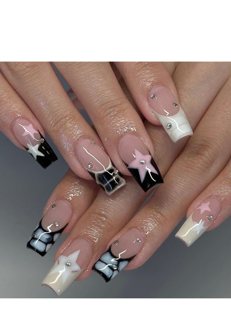 جوسكوين أظافر ملصقة، أنيقة ومريحة: أظافر باليه متوسطة الطول، فن الأظافر القابلة للارتداء، قطع أظافر خاصة، سهلة الاستخدام، 24 قطعة، أظافر أكريليك مزيفة مع مجموعة لاصق. - Image 1