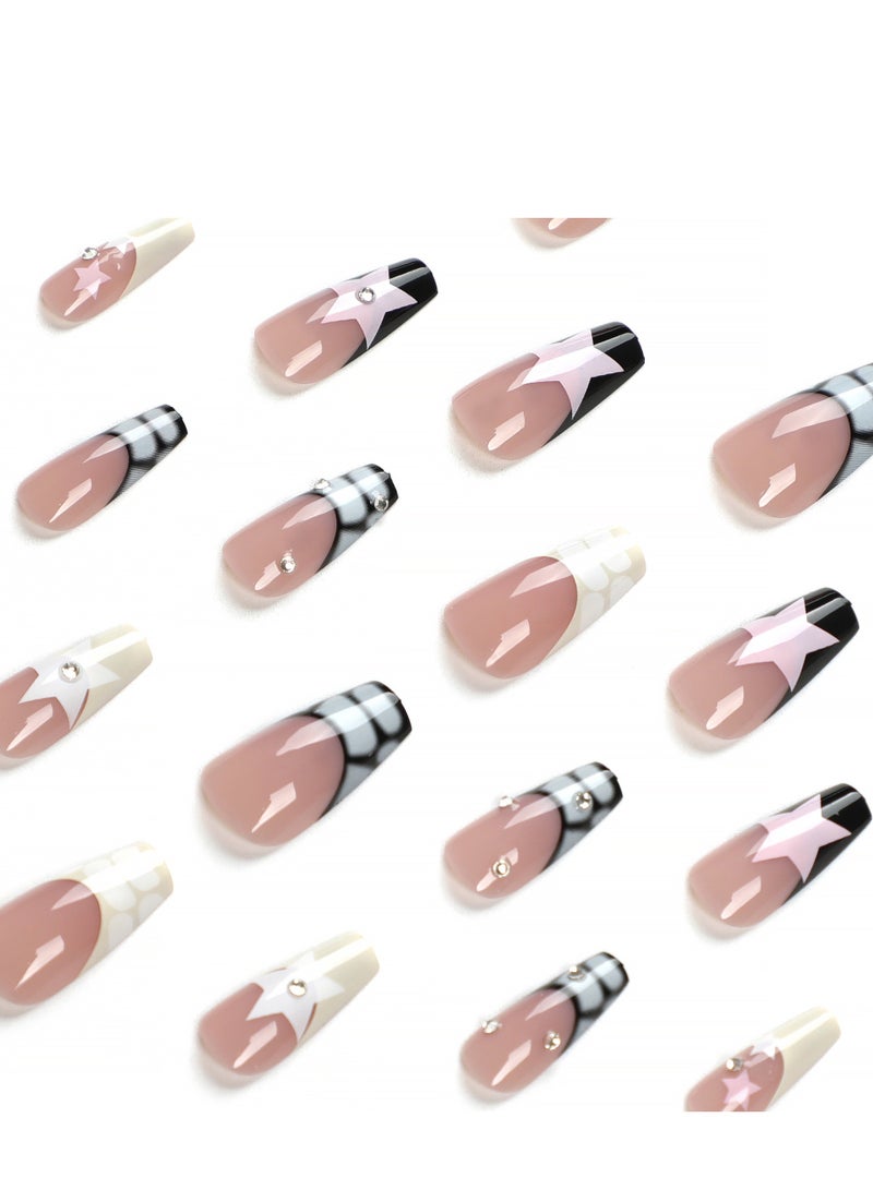 جوسكوين أظافر ملصقة، أنيقة ومريحة: أظافر باليه متوسطة الطول، فن الأظافر القابلة للارتداء، قطع أظافر خاصة، سهلة الاستخدام، 24 قطعة، أظافر أكريليك مزيفة مع مجموعة لاصق. - Image 3