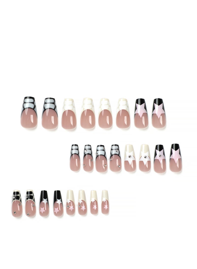 جوسكوين أظافر ملصقة، أنيقة ومريحة: أظافر باليه متوسطة الطول، فن الأظافر القابلة للارتداء، قطع أظافر خاصة، سهلة الاستخدام، 24 قطعة، أظافر أكريليك مزيفة مع مجموعة لاصق. - Image 4