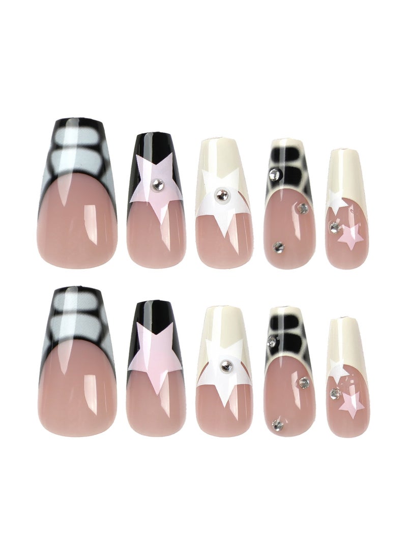 جوسكوين أظافر ملصقة، أنيقة ومريحة: أظافر باليه متوسطة الطول، فن الأظافر القابلة للارتداء، قطع أظافر خاصة، سهلة الاستخدام، 24 قطعة، أظافر أكريليك مزيفة مع مجموعة لاصق. - Image 5