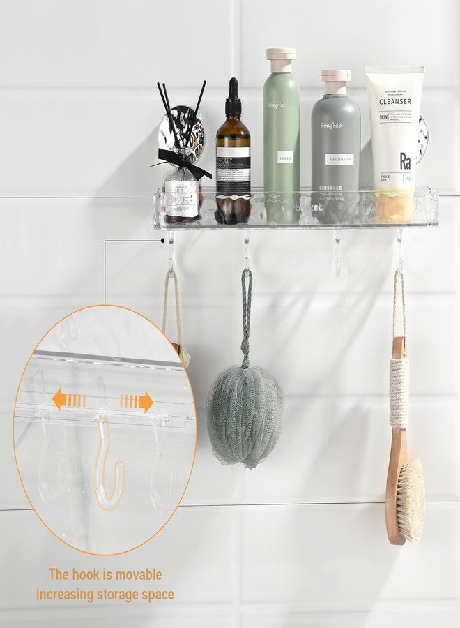 AYWSTC Shower Caddy Suction Cup, Wall Mounted Suction Shower Rack Organizer, No Drilling Shower Shelf, Clear Shower Basket with 4 Movable Hooks, Bathroom Storage Rack - Image 5