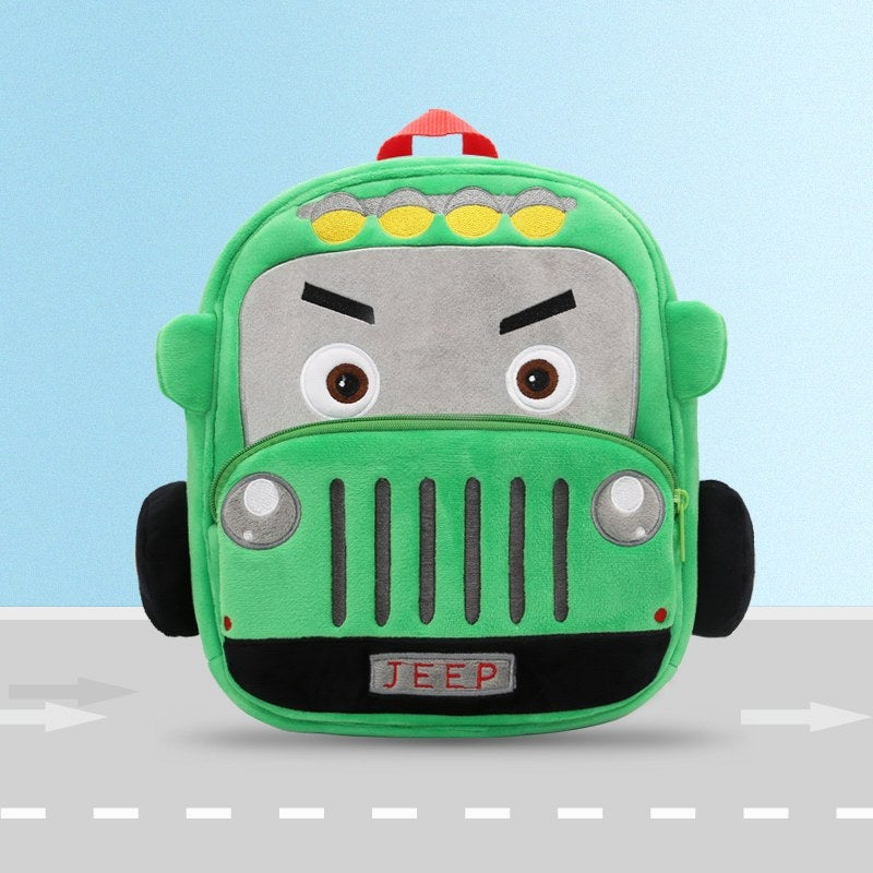 Plush Kids Backpack, Jeep Vehicle Design, Soft Lightweight School Bag for Toddlers and Preschool Kids - Image 3