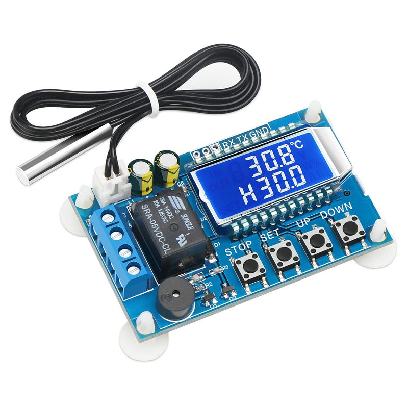 DROK Electronic Thermostat Controller, DC 6-30V 24V Digital Temperature Control Board -50 to +110 Degree Celsius High Accuracy LCD Digital Micro Temp Control Switch Module with Waterproof Sensor Probe - Image 1