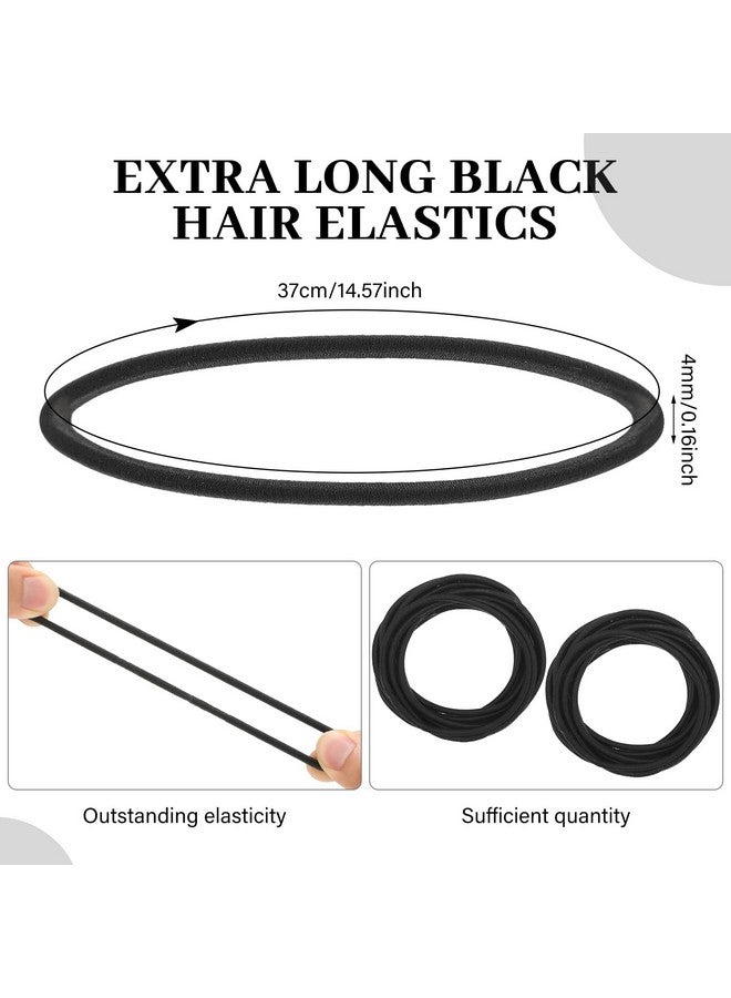 Dingion 80 Count Extra Long Hair Tie For Long Thick And Curly Hair Elastic Ponytail Holders For Women No Metal Long Hair Bands Hair Accessories (Black) - Image 2