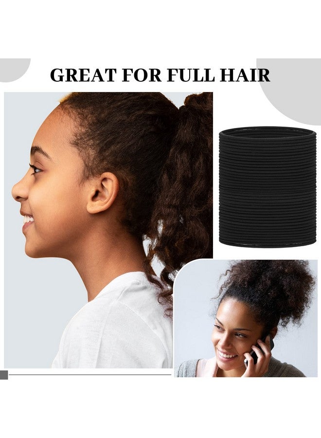 Dingion 80 Count Extra Long Hair Tie For Long Thick And Curly Hair Elastic Ponytail Holders For Women No Metal Long Hair Bands Hair Accessories (Black) - Image 3