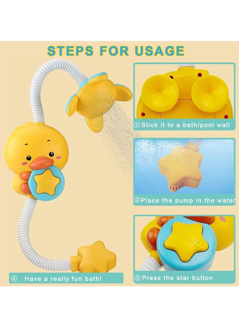 MUMS PLANET - Baby Bath Toys Electric Duck Water Pump with Hand Shower Sprinkler for Kids, Bathtub Shower Toy Game for Boys Girls, Kids Toys For Bath T - Image 1