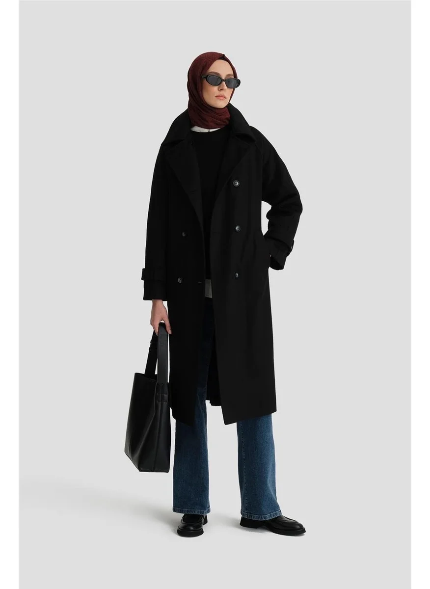 ARMINE Double Breasted Oversize Coat 24KH7614 Black