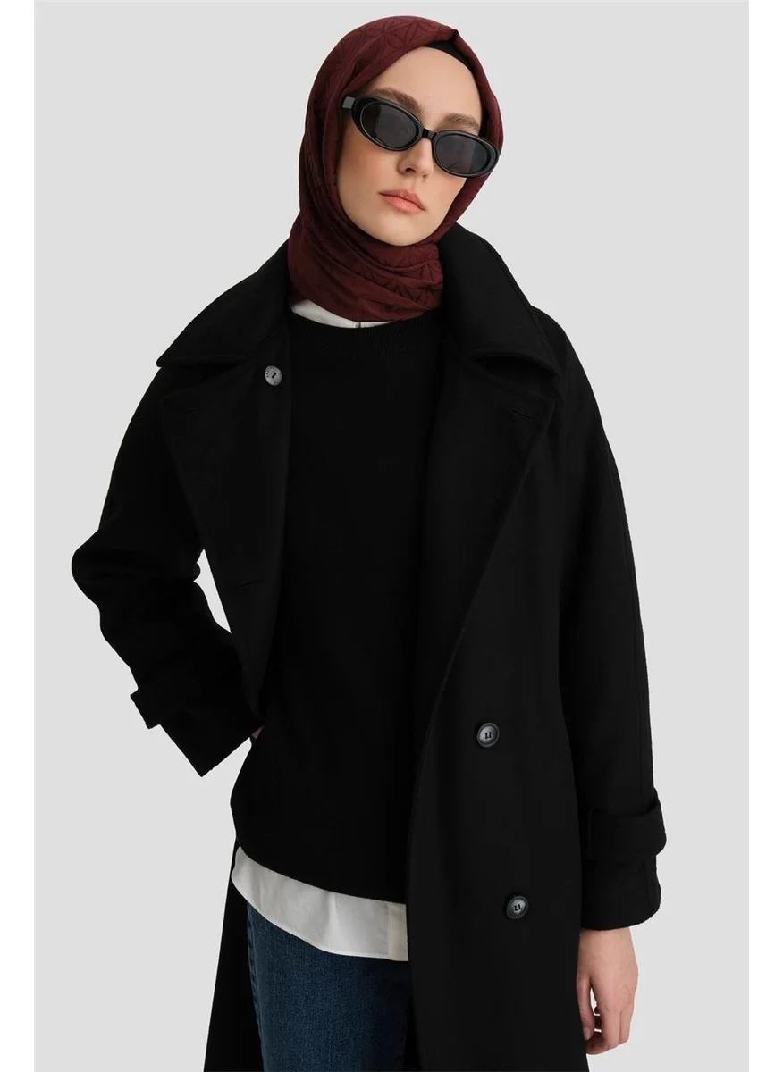 ARMINE Double Breasted Oversize Coat 24KH7614 Black