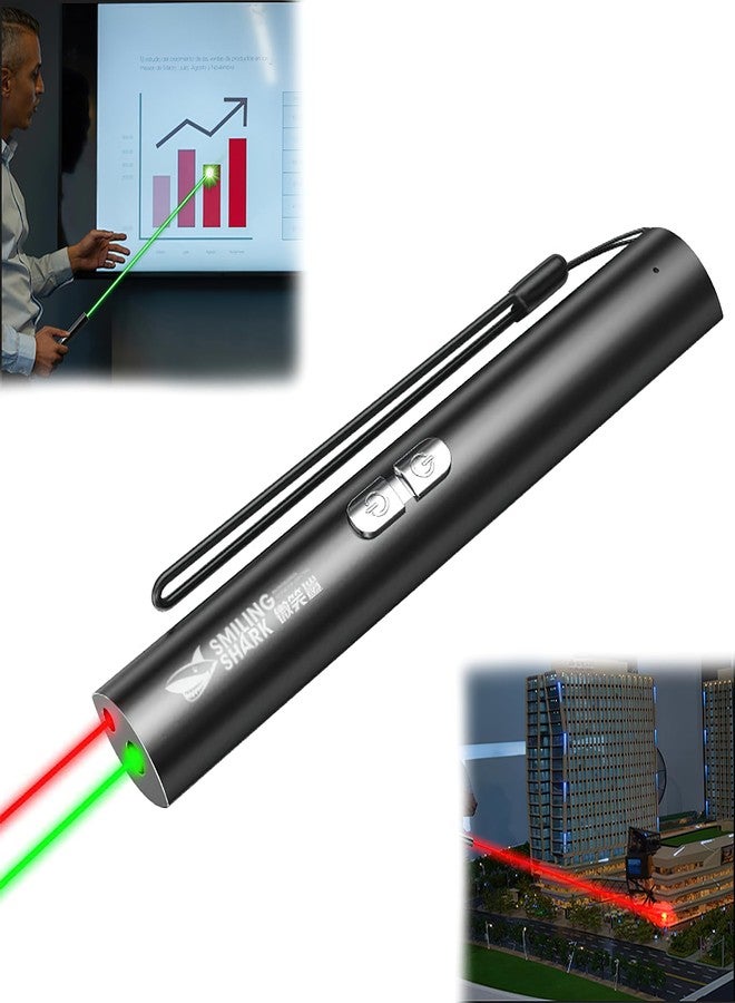 AVEDIA 2 in 1 Laser Light Powerful Presentation Pointer - High Power Green and Red Dual Beam, USB C Rechargeable, 1000M Range, Super Bright Mini Pen for Presentations & Cat Play - Image 1