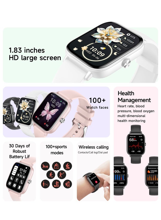 رولستيمي ساعات بلوتوث ذكية للرجال والنساء ، شاشة كبيرة عالية الوضوح 1.83 بوصة تعمل باللمس بملء الشاشة ، جسم رفيع للغاية، أكثر من 100 وضع رياضي ، الرد اللاسلكي / إجراء المكالمات ، مراقبة صحية متعددة الأبعاد ، ساعة ذكية آر تي 128 - Image 2