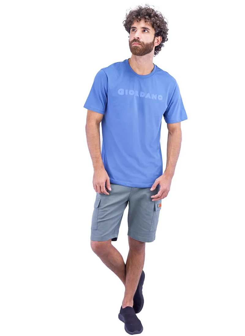 GIORDANO Men's Singnature T-Shirt - Blue