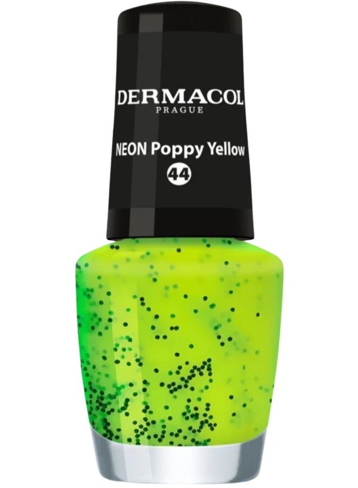 Dermacol Nail Polish Neon Fast Drying Poppy Yellow 44   5ml - Image 1