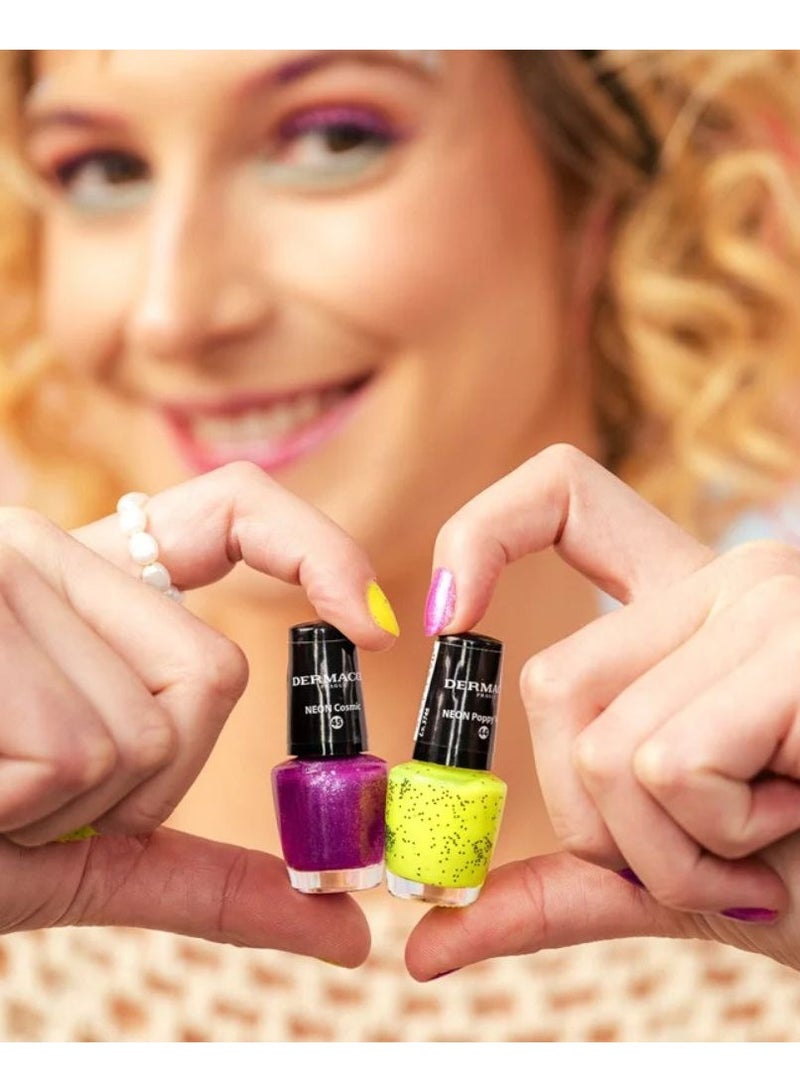 Dermacol Nail Polish Neon Fast Drying Poppy Yellow 44   5ml - Image 2