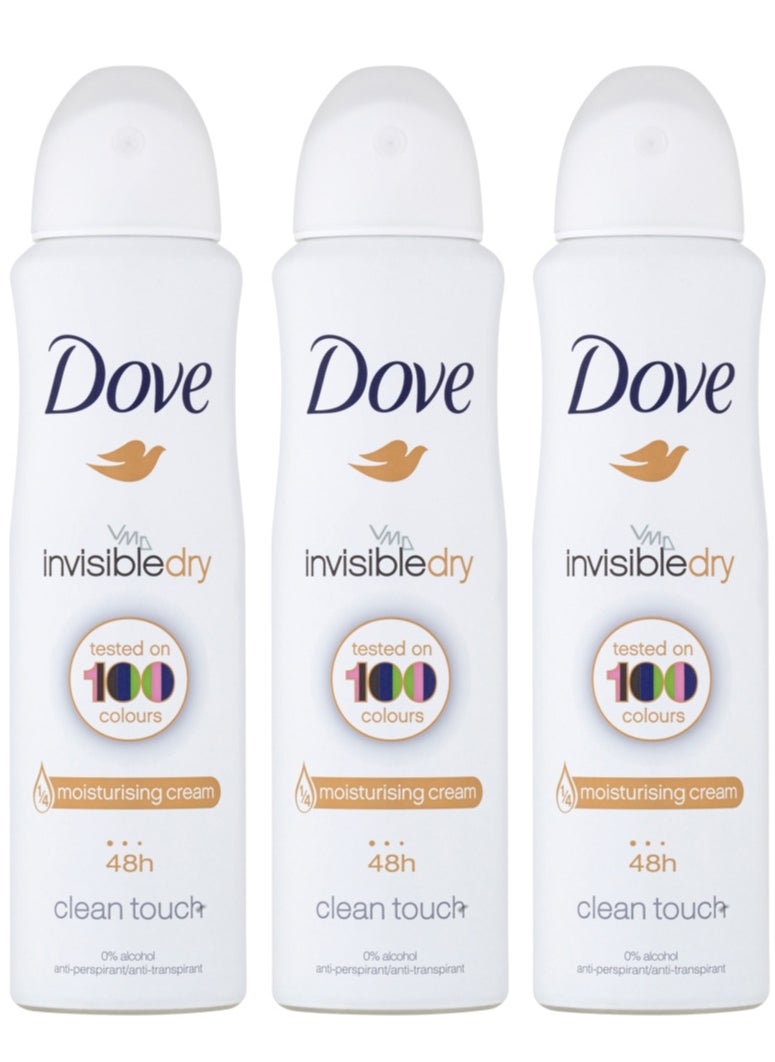 Dove - Pack Of 3 Dove Invisible Dry 150 Ml Spray - Image 1