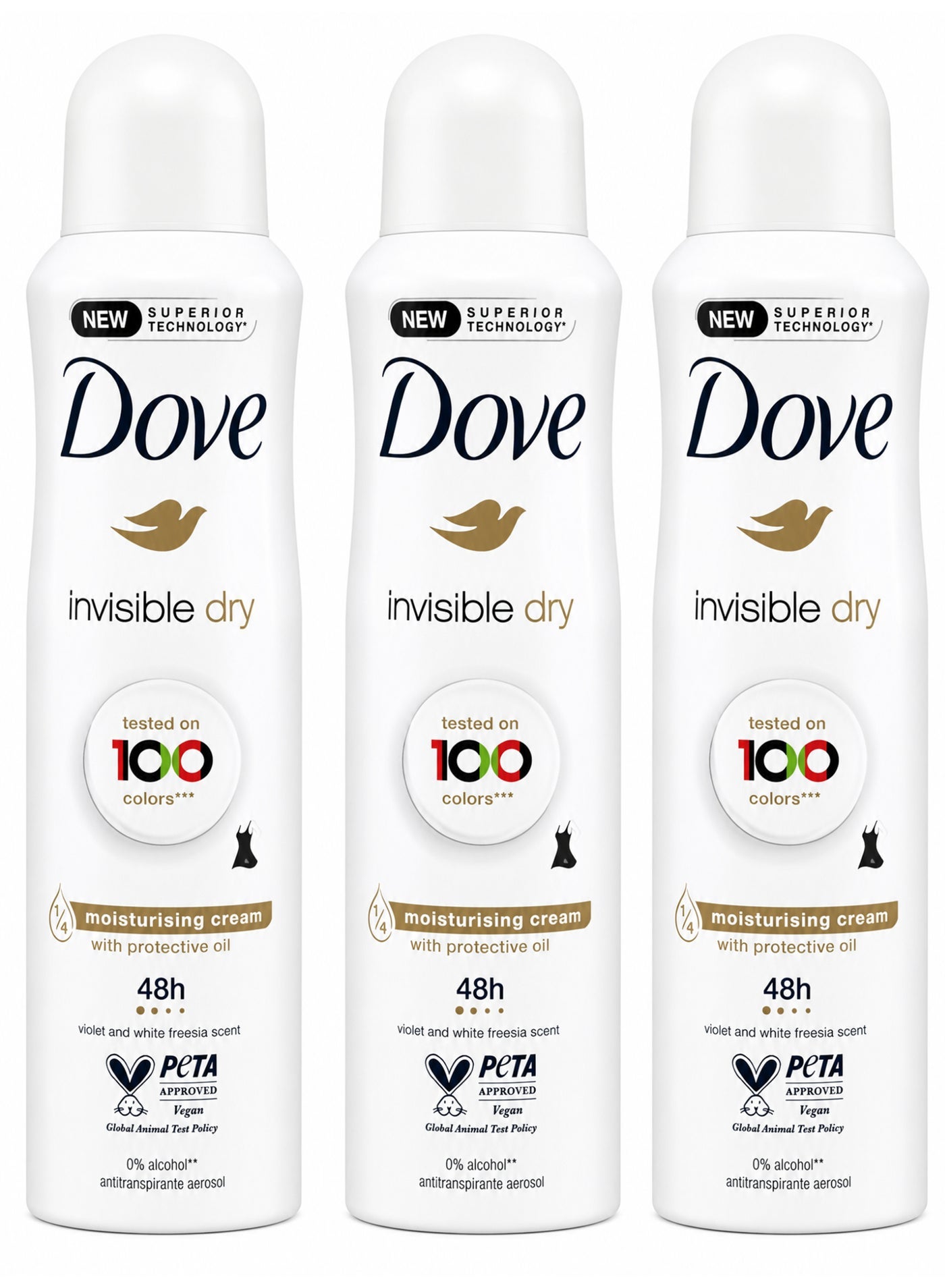 Dove Pack Of 3 Dove Invisible Dry 150 ml