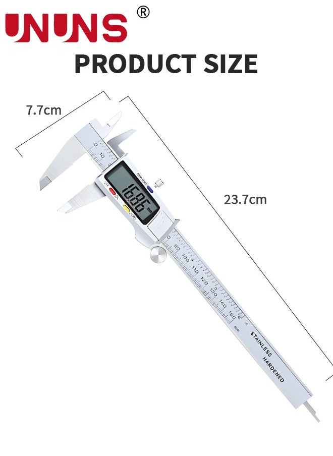 UNUNS - Digital LCD Vernier Calliper,150MM Stainless Steel Micrometer Electronic Tool,Metal Metric Measure Caliper For Engineer Carpenter - Image 1