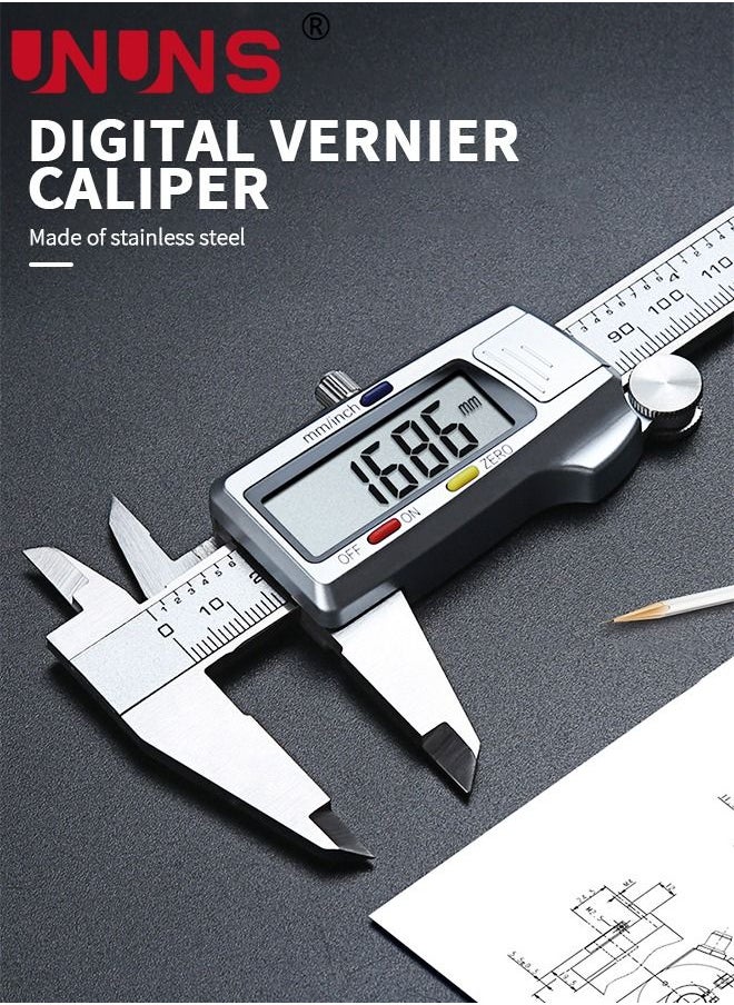 UNUNS - Digital LCD Vernier Calliper,150MM Stainless Steel Micrometer Electronic Tool,Metal Metric Measure Caliper For Engineer Carpenter - Image 1