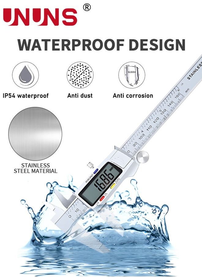 UNUNS - Digital LCD Vernier Calliper,150MM Stainless Steel Micrometer Electronic Tool,Metal Metric Measure Caliper For Engineer Carpenter - Image 1