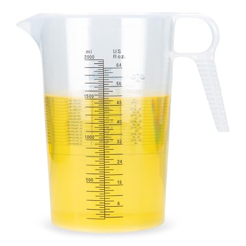 Turnah Half Gallon 64oz (2 quart) Measure Pitcher- Conversion Chart-Strong Food Grade - Resistant to Chemicals- Great for Lawn, Pool & Spa, Ag, Home Hobbies, Lye, Cooking, Shop Motor Oil Fluids Made In USA - Image 1