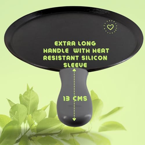 TRILONIUM Unicorn Triple Seasoned Cast Iron Dosa Tawa 29cms | Induction Compatible | Free Silicone Heat Proof Sleeve Grip for hot Handle - Image 3