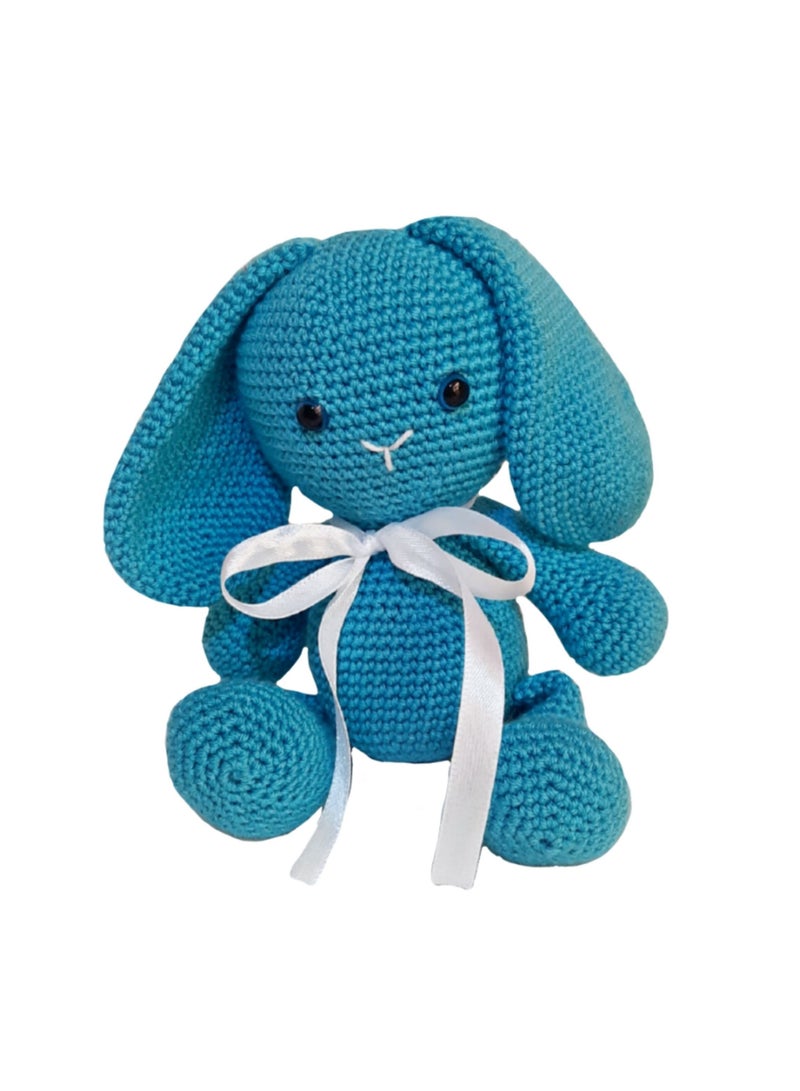Pikkaboo Pikkaboo-Snuggle And Play Crochet Bunny-Blue - Image 1