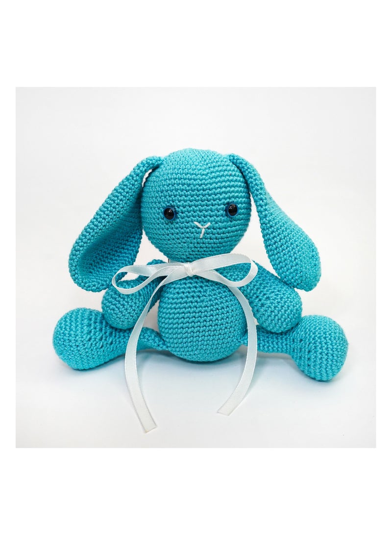 Pikkaboo Pikkaboo-Snuggle And Play Crochet Bunny-Blue - Image 2