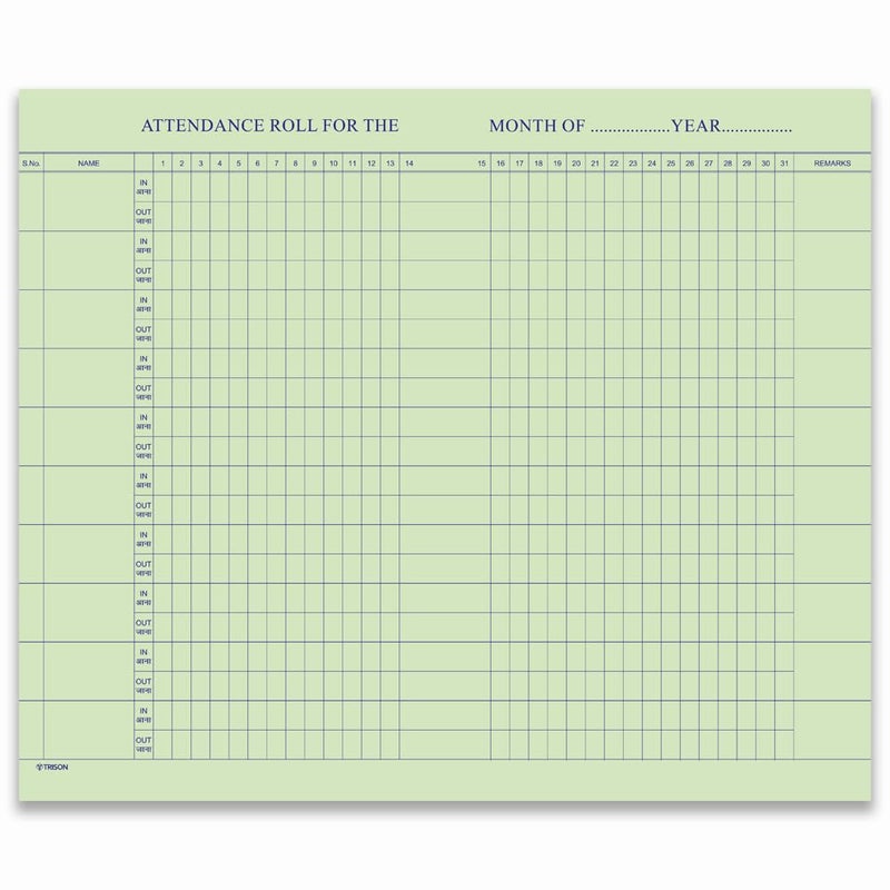Trison Daily Attendance Time in & Out Register | 250 Pages | 21x33 cm | Hardbound | Quire 4 | Pack of 1 - Image 4